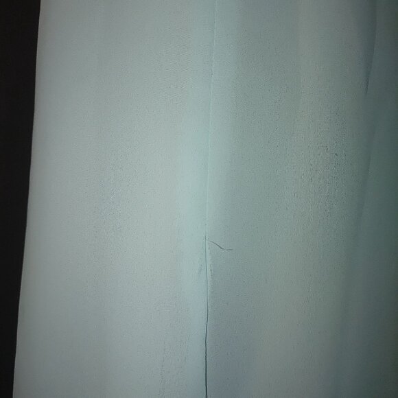 Vintage AEMW Light Blue Wrap Dress Floral Detail Long Sleeves Back Zipper USA - Picture 14 of 16